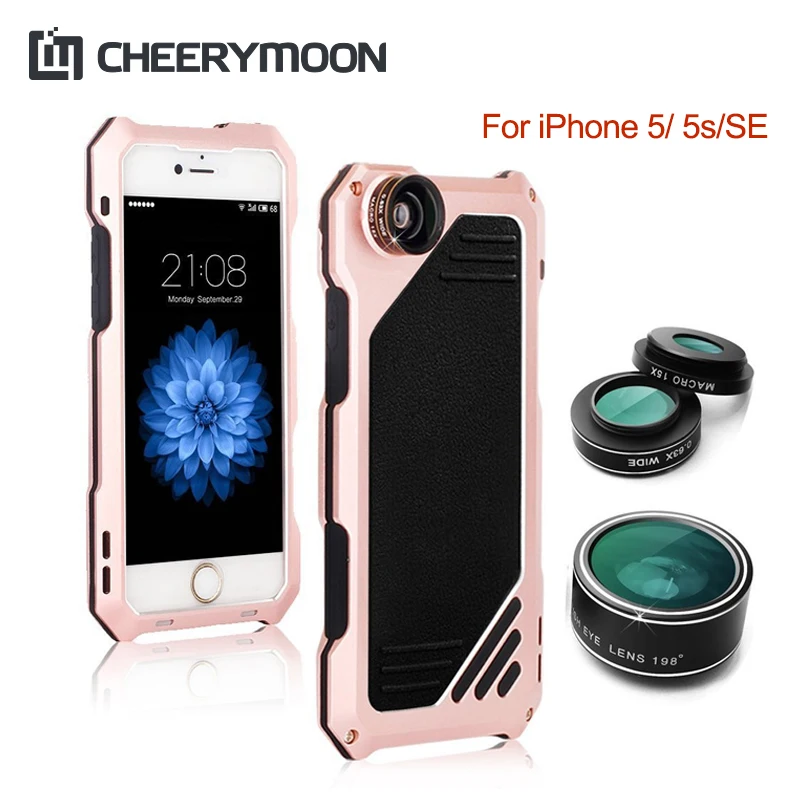 

CHEERYMOON Quality Doom Armor three Anti Aluminum Case For iPhone 5 5s iPhone5 SE Shock/Dirt/Waterproof Case With Lens Protect