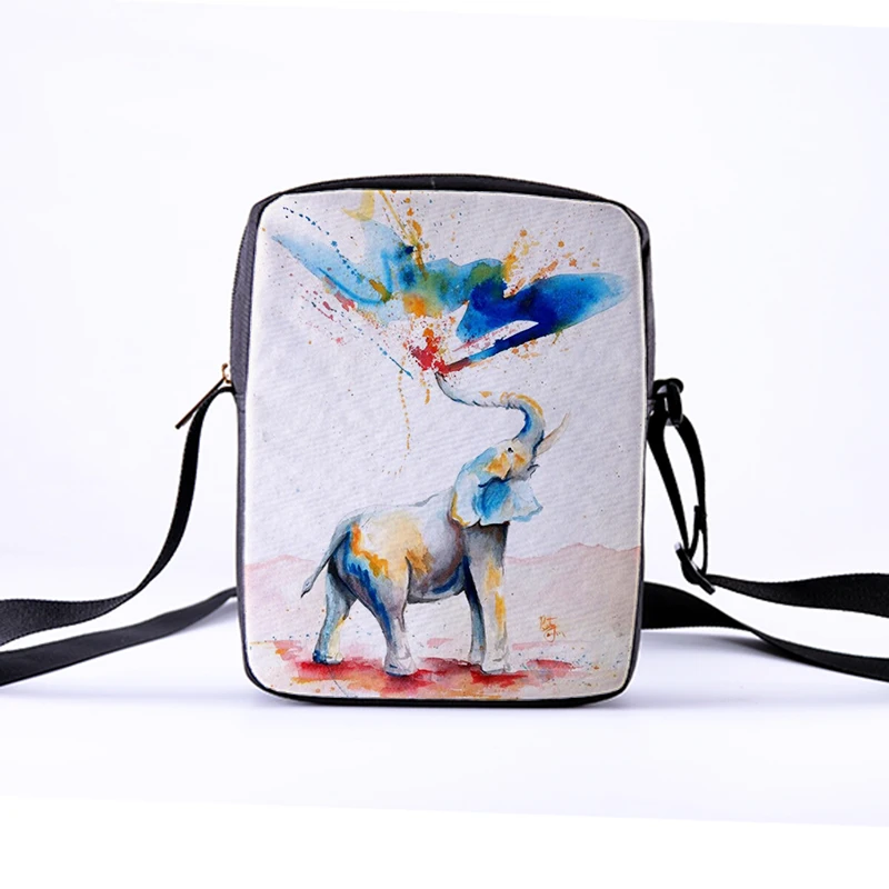 Изготовленная на заказ женская сумка через плечо с разноцветным слоном и животным принтом; женская детская сумка через плечо; сумка для отдыха с изображением слона