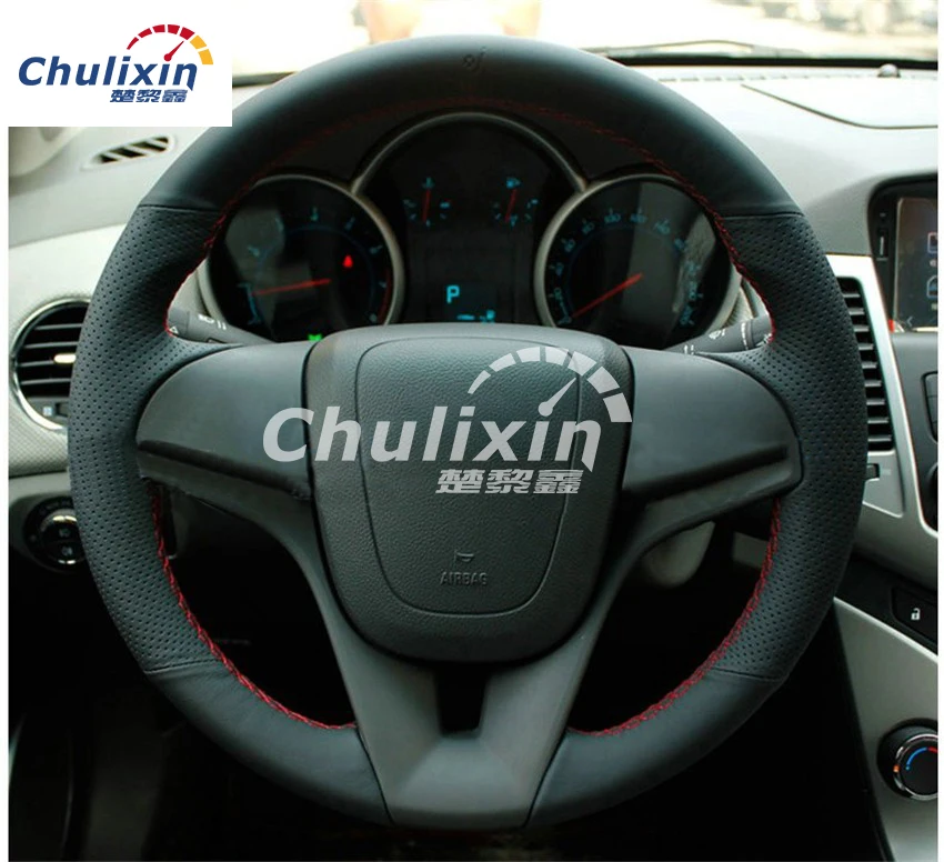 

Sew-on genuine leather car steering wheel cover Car accessories For Chevrolet Cruze sedan hatchback 2009 2010 2011 2012 2013