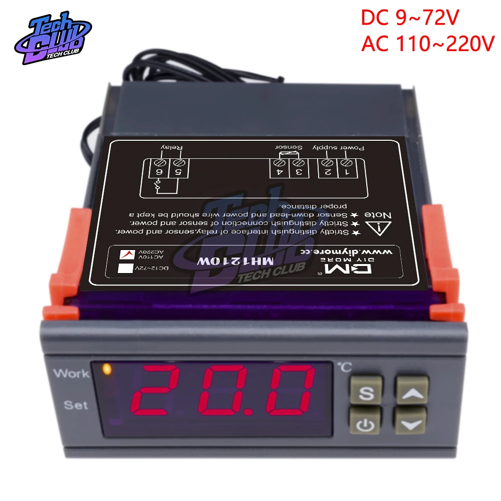 MH1210W термостат 9-72V 110V/220V 10A цифровой термометр терморегулятор регулятор