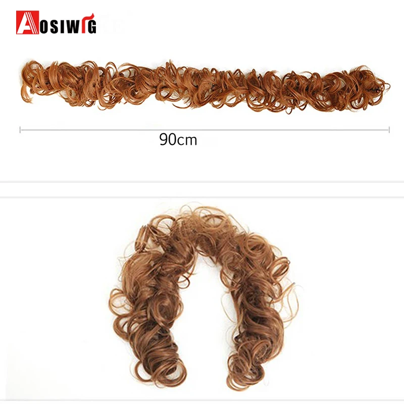 AOSIWIG Long Curly Chignons Hair Tails Flip In Hair Extensions Fake Hair Pieces Heat Resistant Synthetic Chignons Women AOSIWIG Long Curly Chignons Hair Tails Flip In Hair Extensions Fake Hair Pieces Heat Resistant Synthetic Chignons Women