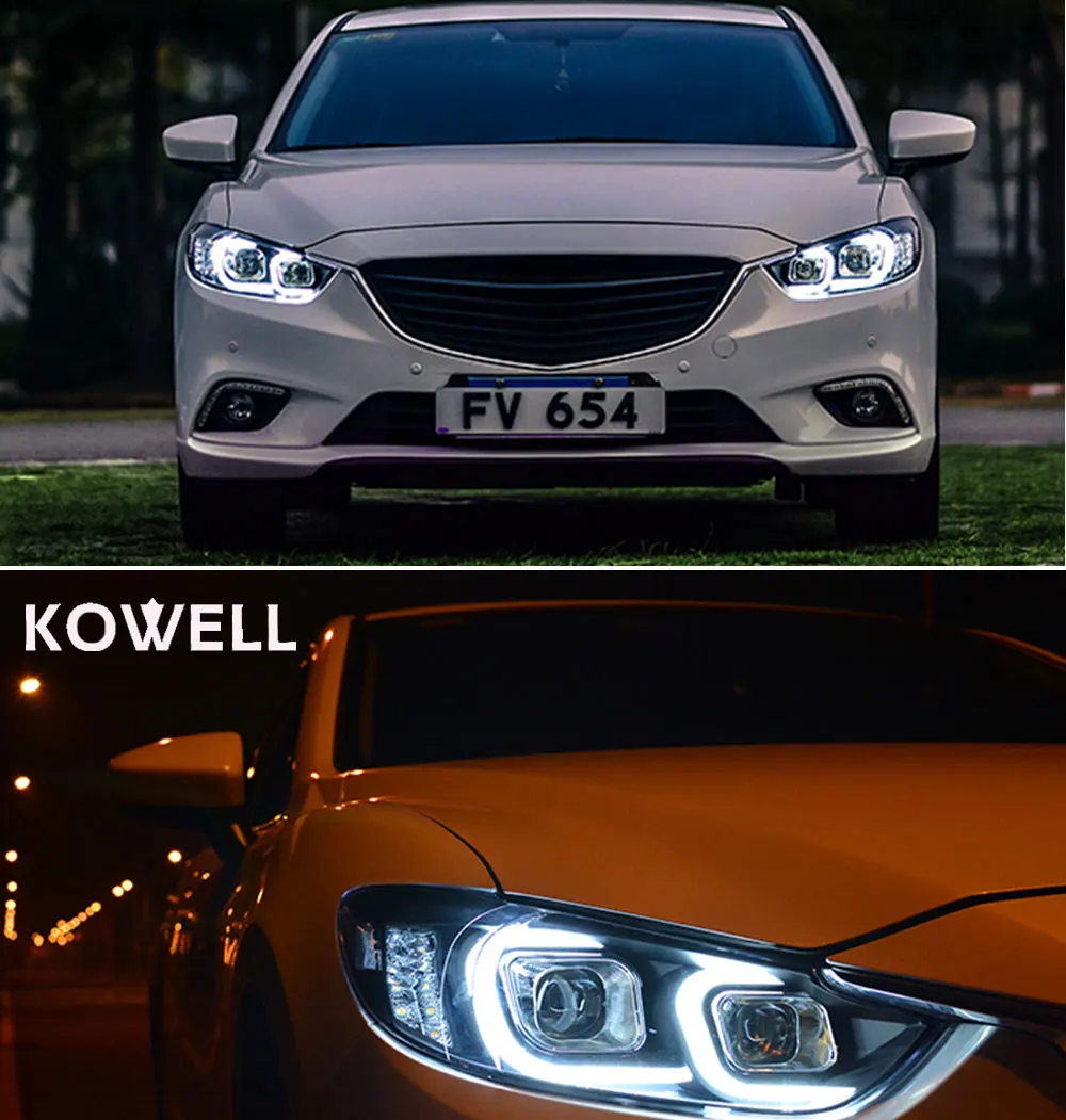 KOWELL, автомобильный Стайлинг для Mazda 6, фары, новинка, мазда 6, Atenza, светодиодный фонарь,, DRL, биксеноновые линзы, высокий, низкий луч, парковка