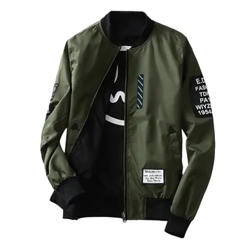 

2018 New Bomber Jackets Men's Fashion Overcoat Army Green/Black Thin Slim Fit Men Wind Breaker Plus Size Coat M-4L Autumn Winter