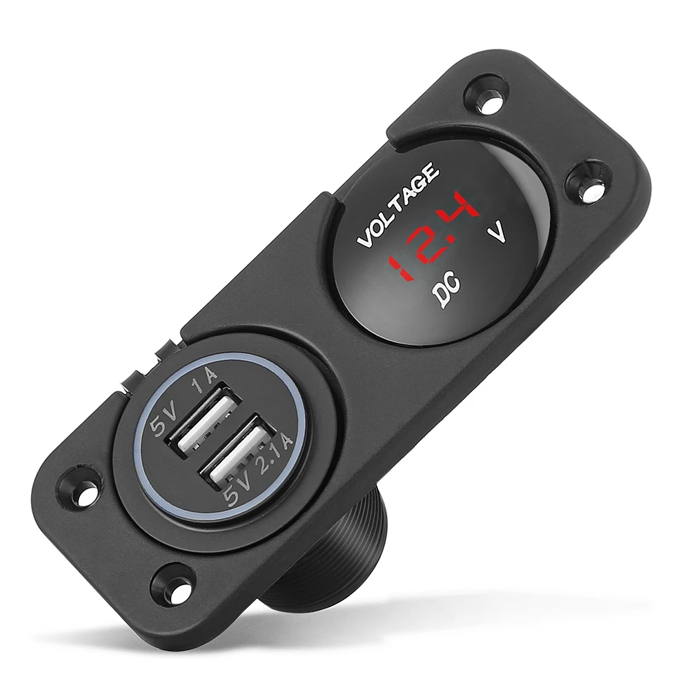 

2018 Dual USB Car Charger DC 12 - 24V Panel Digital LED light Display Voltmeter for Boat Marine Vehicle Motorcycle Truck Car