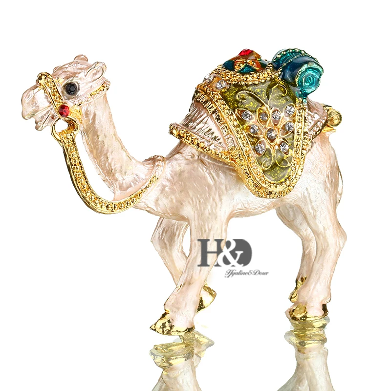 

H&D Camel Figurine Trinket Box,Hand-painted Patterns Jewelry Storage Hinged Collectible Ring Display Holders for Women or Girl