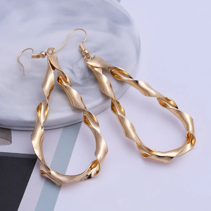 

ES411 Geometry Simple Irregular Curve Retro Earrings For Women European Fashion Jewelry Drop Earrings brincos pendientes mujer
