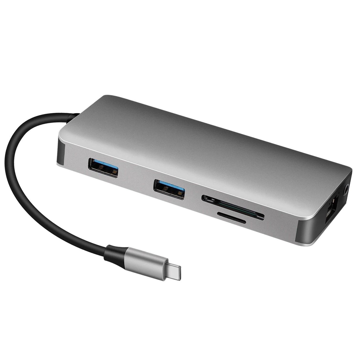 9 в 1 type C Thunderbolt 3 концентратор 4K USB C к HDMI адаптер RJ45 Ethernet SD кардридер адаптер