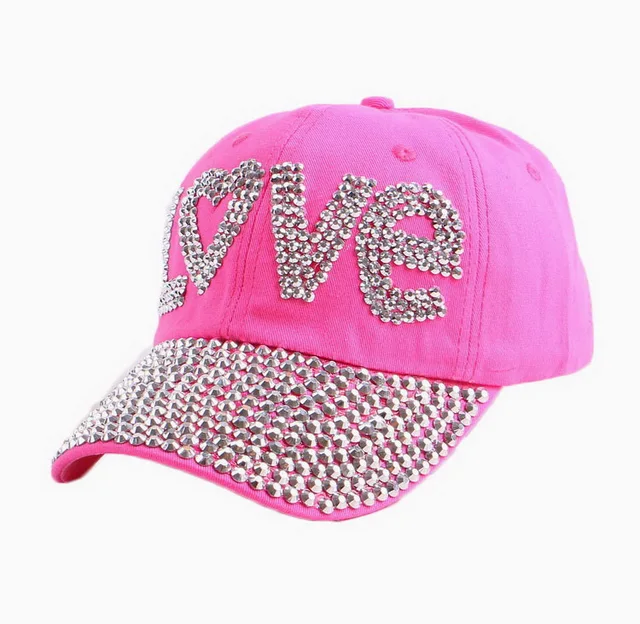new women novelty baseball cap fashion beauty hats woman girl crystal bling caps 55 59 Cm