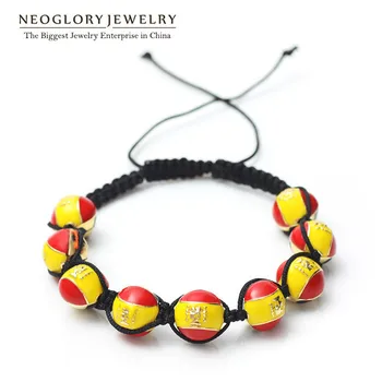 

Neoglory Zinc Alloy Light Yellow Gold Color Stoving Varnish Spain Flag Bangles Bracelets for Women Men Sporty Jewelry bijoux CLE