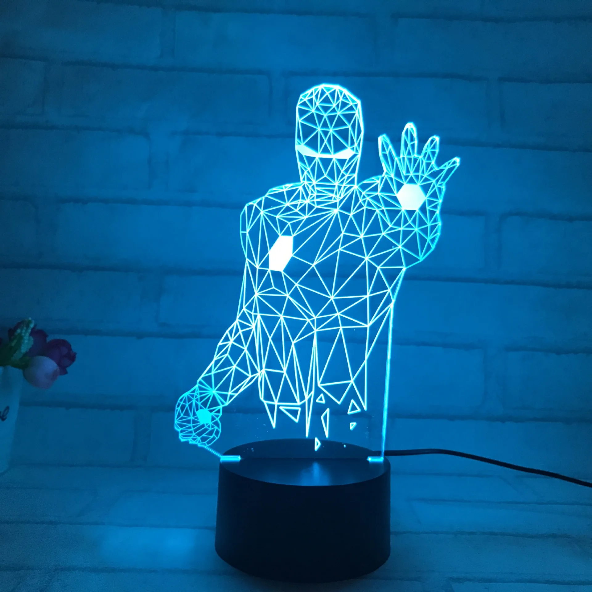Цветной 3D голограф Железный человек светодиодный светильник акриловая лампа
