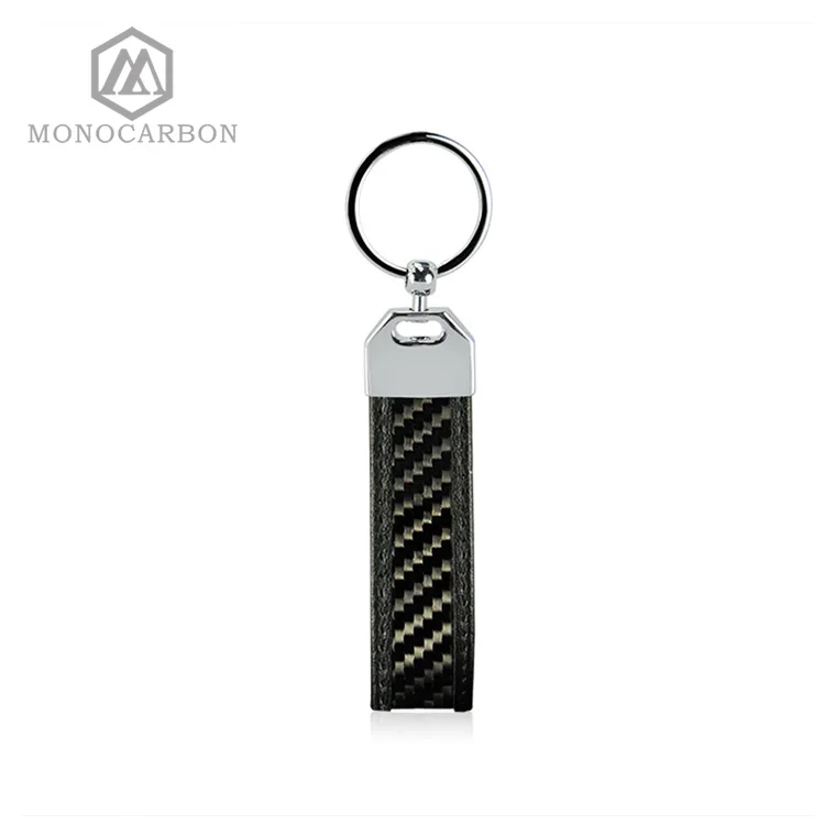 Гибкий брелок из настоящего углеродного волокна, модный брелок для ключей с серебряным высококачественным кольцом для ключей - Цвет: Black Stitching