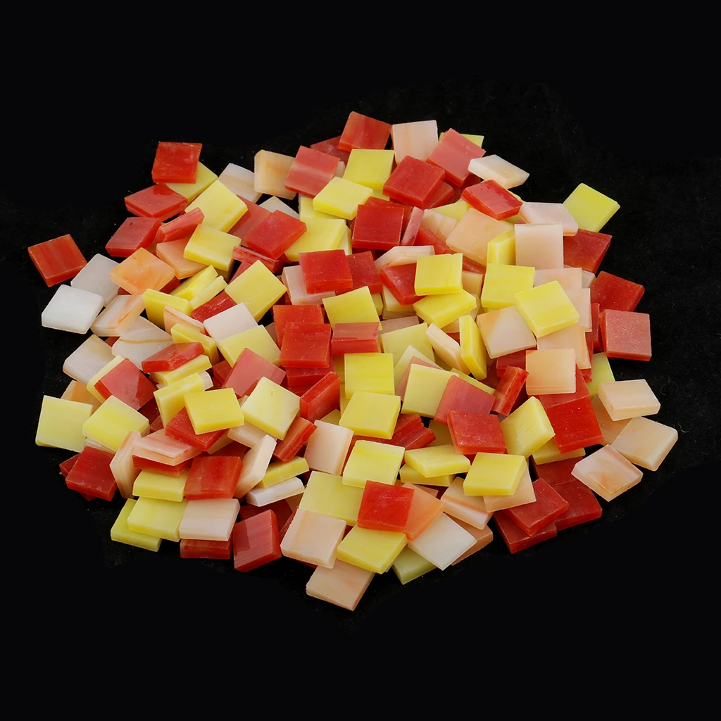 500pcs Assorted Color Vitreous Glass Mosaic Tiles for Mosaic Making DIY Crafts Kids Toys 10x10mm