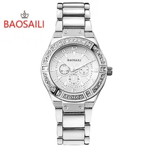 BAOSAILI Moda Rhinestone Vestido Reloj de Señora de Lujo de Oro Las Mujeres de Acero Inoxidable Completa Relojes de Pulsera erkek saat hodinky Regalos Reloj
