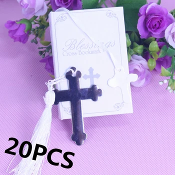 

20PCS Boxed Blessings Silver Bible Cross Bookmark Bridal Baby Shower Souvenirs Holy Communion Wedding Favors and Gifts For Guest