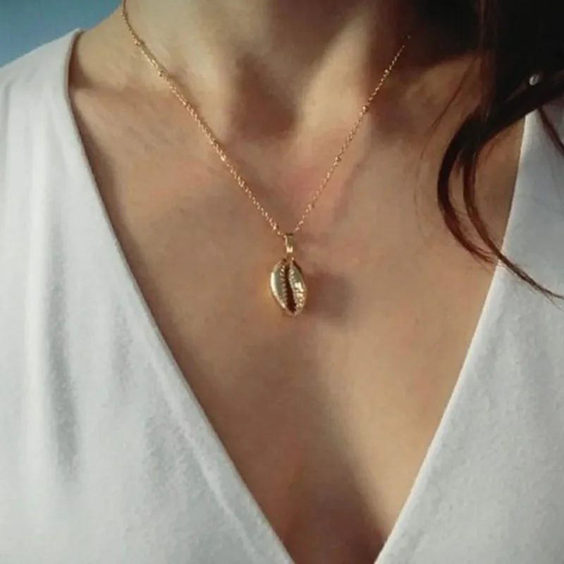 

Trendy Fashion Silver Gold Satellite Beads Choker Chain Shell Necklace For Women Simple Boho Beach Jewelry
