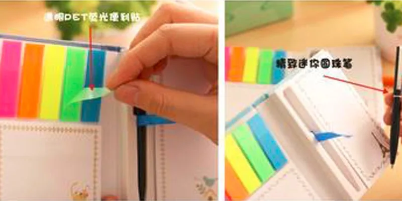 Kawaii липкая бумага для заметок и ручки внутри Kawaii Дневник для девочек блокнот канцелярские школьные принадлежности для детей подарок