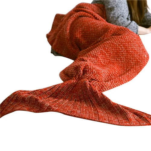 Nosii мягкий теплый хвост русалки одеяло Спальный мешок вязанный крючком вязаный шерстяной для новорожденных детей - Цвет: Red