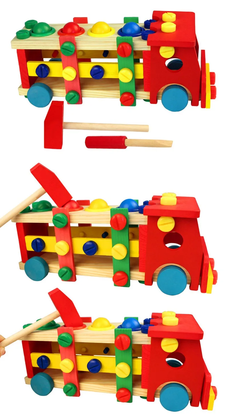 MOTOHOOD 111229cm Wooden Toys Screw Nut Truck Car Knock Ball Developmental Baby Intelligence Toys Educational Building Blocks (9)