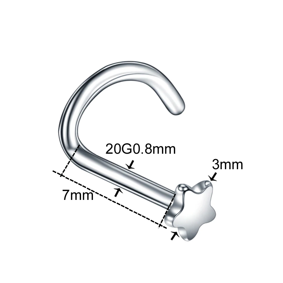 20G Steel Heart Nariz Piercing Studs body piercing jewelry 1PC