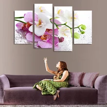 2017 Real Hot Sale Cuadros 4 Panels Set Beautiful Butterfly Orchid Picture Canvas Painting Artwork 2017 Real Hot Sale Cuadros 4 Panels Set Beautiful Butterfly Orchid Picture Canvas Painting Artwork