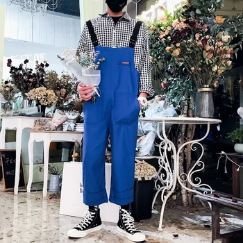 

New Japanese Hipster Style Overalls Couple's Cropped Nine-point Bib Casual Wild Jumpsuits Student Suspender Pants
