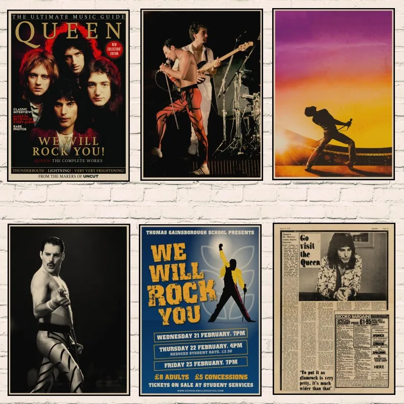 

Queen Band Music Kraft Paper Poster Vintage High quality Printing Drawing core Decorative Painting Wall Sticker 1006