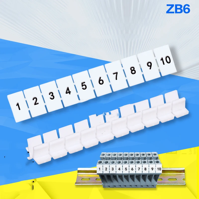 100pcs ZB6 Number MARKER uk2.5b UK5N ST4 Din Rail Terminal Blocks Maker