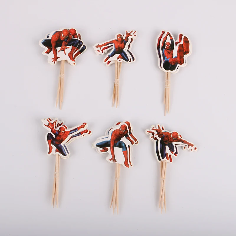 

24pcs/lot Spiderman Party Cake Cupcake Topper Picks Kids Birthday Party Cake Baking Event Party Decoration Supplies
