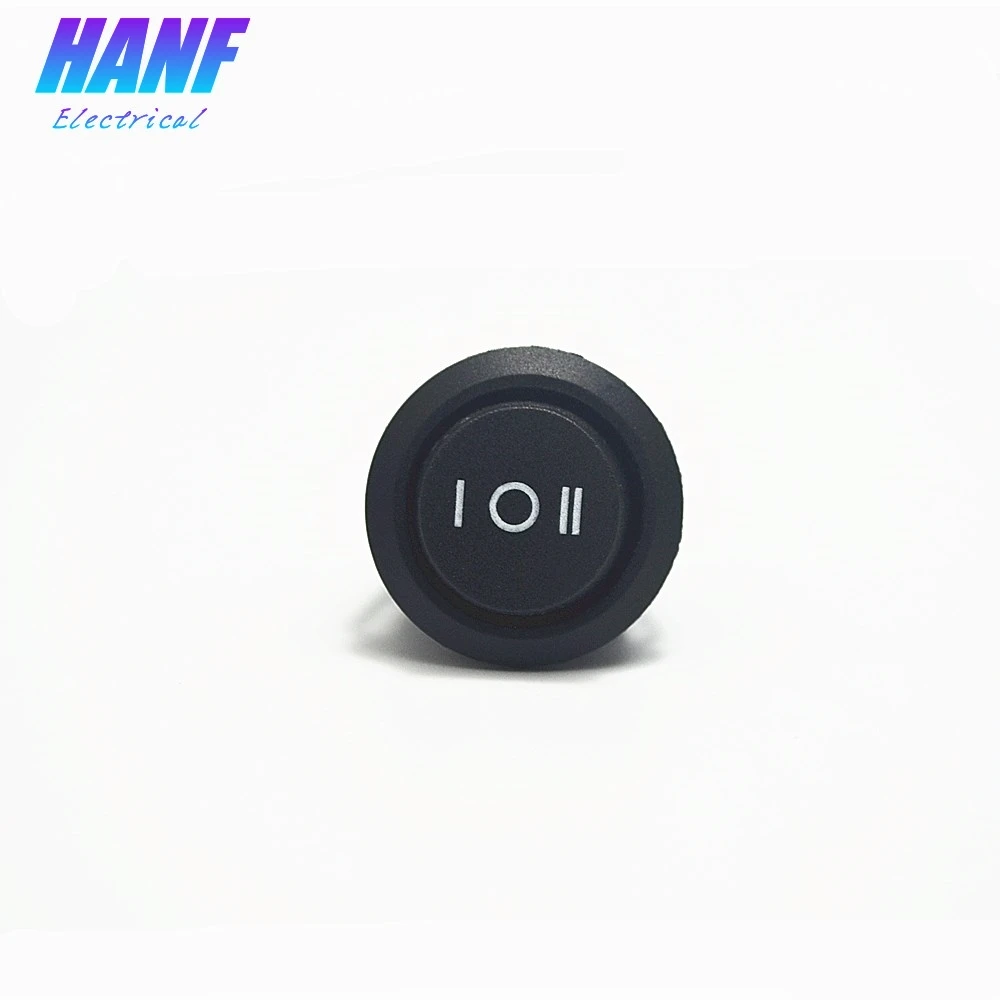 

3pcs Black Mini Round Rocker Switch SPDT ON-OFF-ON Snap-in Pins 6A/250V 10A125V Power positions