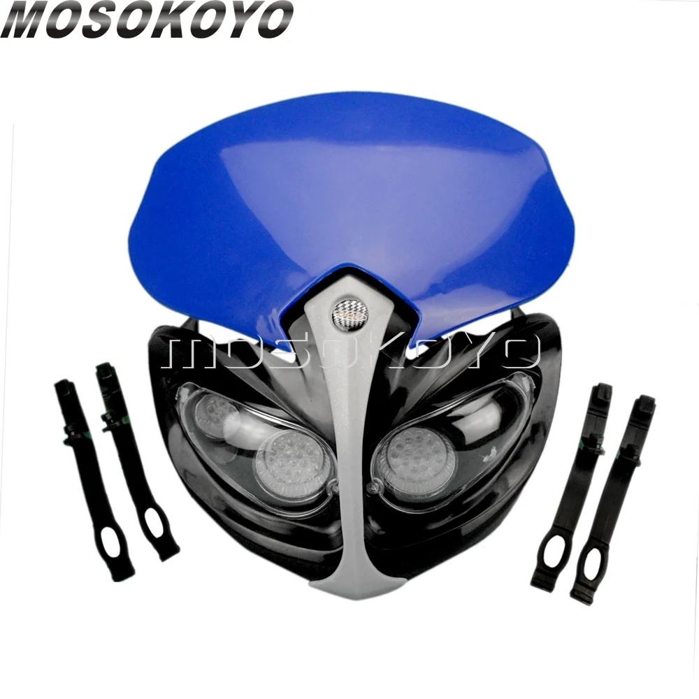 Мотоцикл Байк Enduro фары для мотокросса для Yamaha Suzuki LTZ RM 650 200 250 125 400 РМЗ DR DRZ желтый головной обтекатель - Цвет: blue