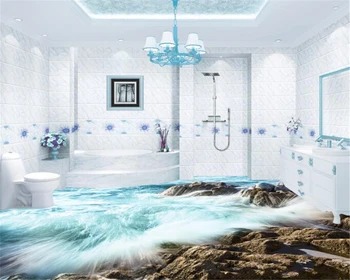 

beibehang Customized Fantasy Fashion Interior Decoration Wallpaper Coastal Spray 3d flooring wallpaper for walls 3d papier peint