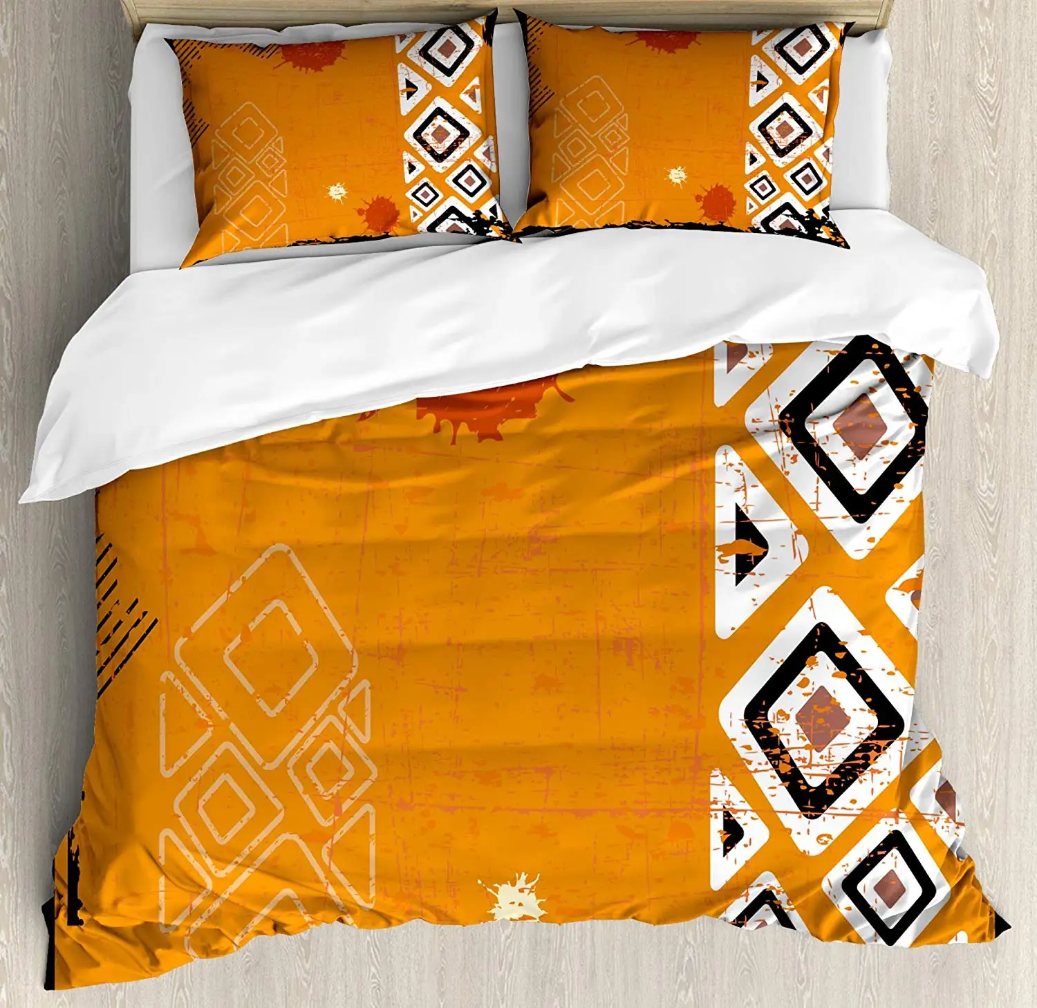 Tribal Duvet Cover Set Ethnic African Design with Bold Lines Geometric
