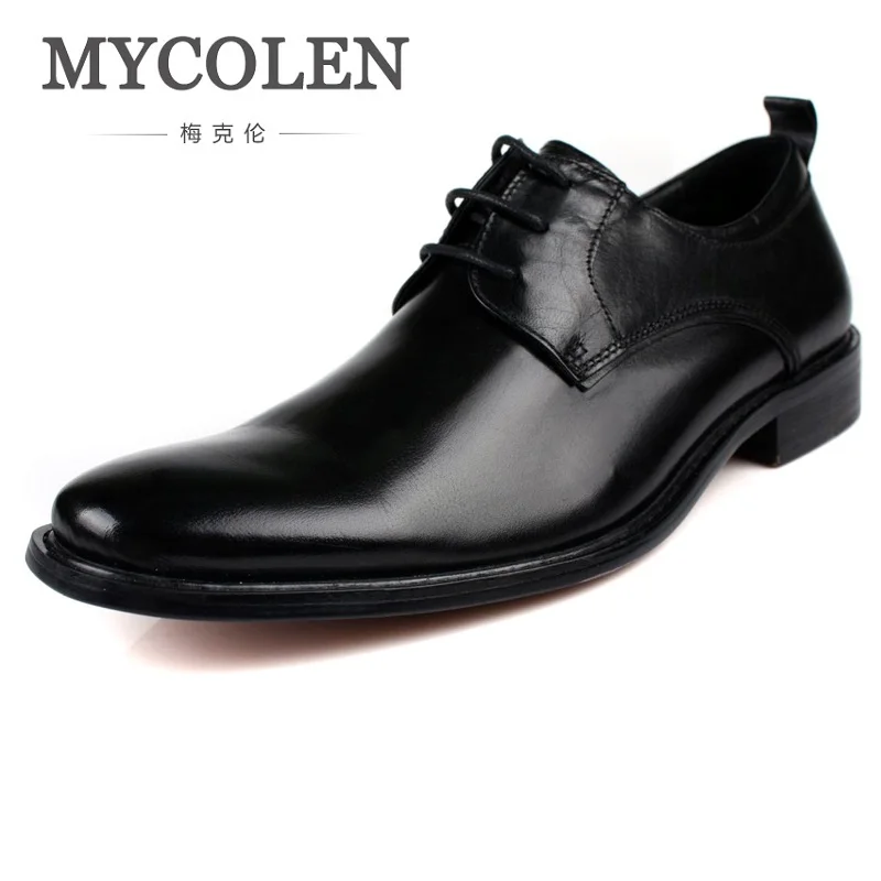 

MYCOLEN Spring Genuine Leather Men Shoes Minimalist Design Business Wedding Formal Popular European Inside Heighten Shoes