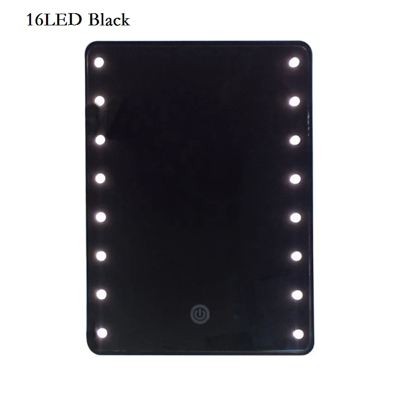 16LED Black Профессиональный светодиодный сенсорный экран зеркало для макияжа складное зеркало с 16/22 светодиодный фонарь Регулируемый на 180 градусов настольный столик для макияжа зеркало - Цвет: 16LED Black