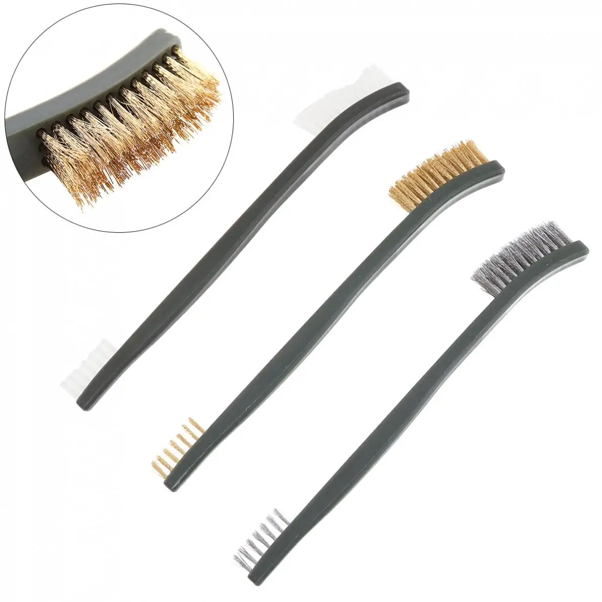 

3pcs 7 Inch Practical Steel / Nylon / Brass Brush of Multifunction Suitable for Cleaning Paint / Rust / Dirt