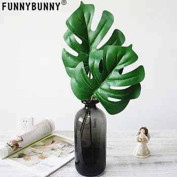 

FUNNYBUNNY Artificial Plant Leaves Monstera Palm Leaves Tropical Leaves Decorations Party Supplies Jungle-Beach-Birthday Theme
