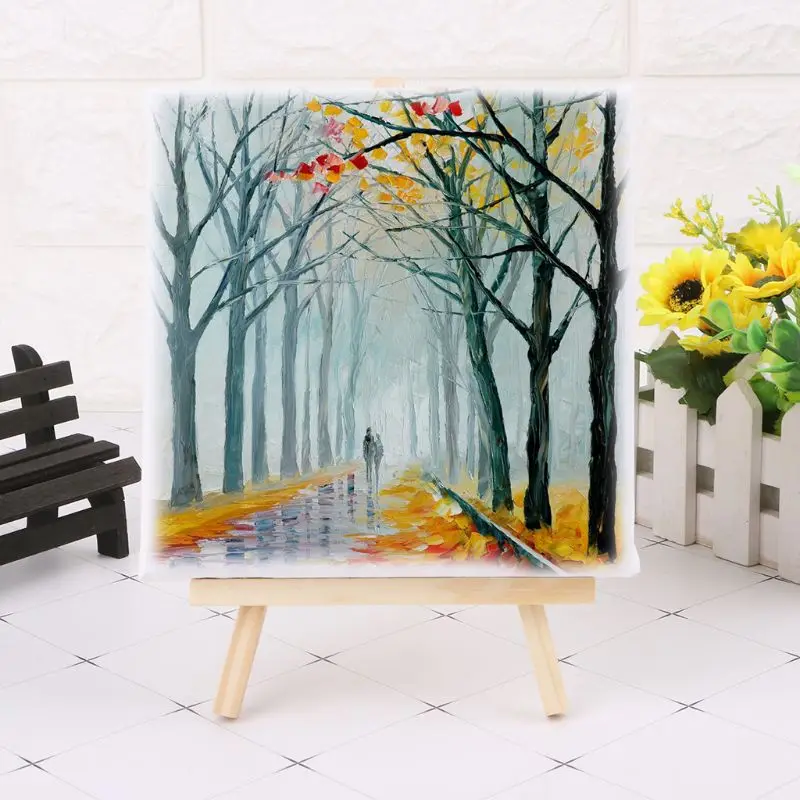 7x12 cm Mini Canvas And Natural Wood Easel Set For Art Painting Drawing Craft Wedding Supply