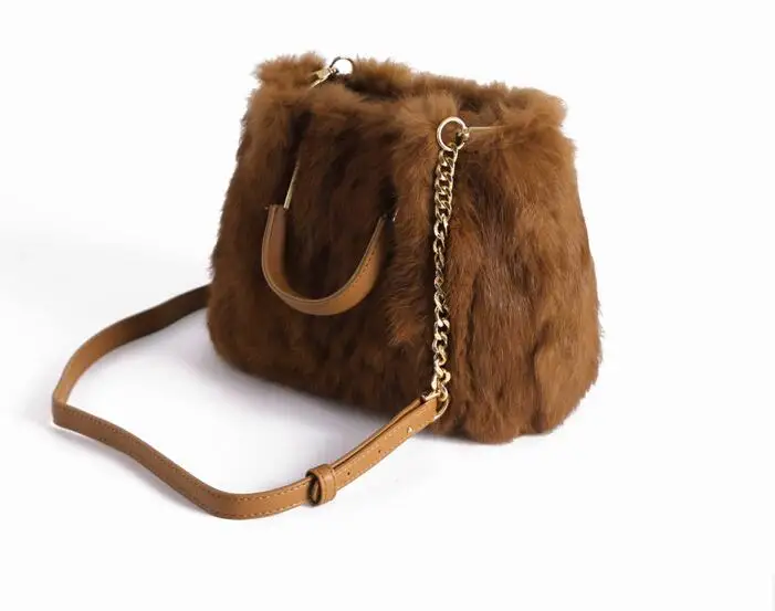 

2019 winter new real rabbit fur women's small handbag fashion lady's shoulder bag mini fur handbag