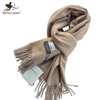 

Marte&Joven Fashion Imitation Cashmere Solid Scarves Stoles Winter Scarf for Women Luxury Brand 2017 Ladies Warm Pashmina Tippet