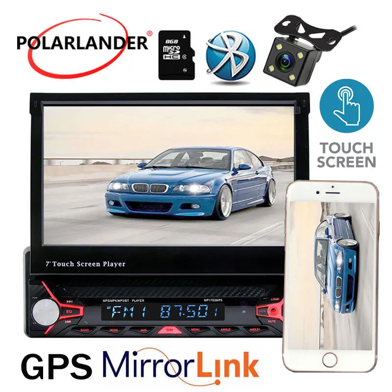 Gps 1 Din 7 дюйм(ов) Беспроводной WI FI DVD плеер Bluetooth рук свободный HD навигации Mp5