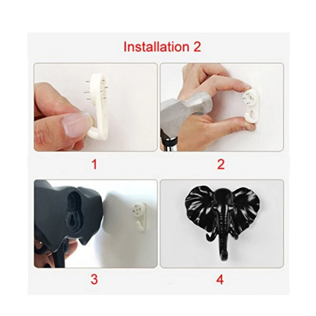 6Pcs Wall Mounted Resin Animal Head Hook Hanger Bag Keys Cloth Holder Home Room Decorative Gold High Quality 