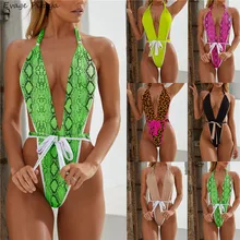 Женский купальный костюм, сдельный купальник, maillot de bain femme,, Цельный купальник с v-образным вырезом, открытой спиной, Холтер, с высокой талией, ярко-зеленый