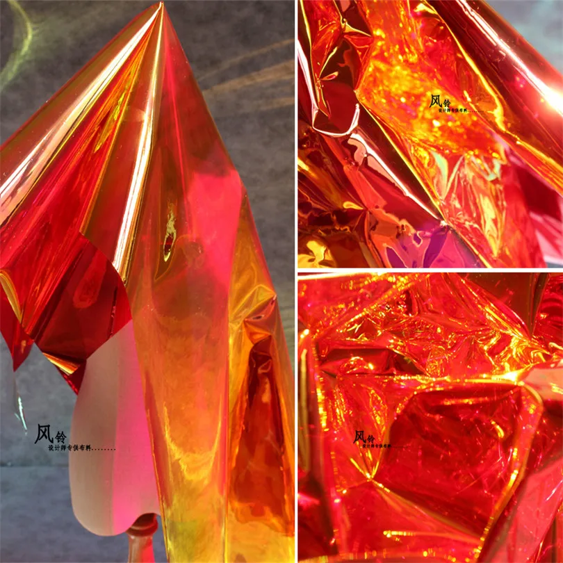 Флуоресцентная оранжевая ПУ ткань сумки кожа ткань одежды ткань для одежды