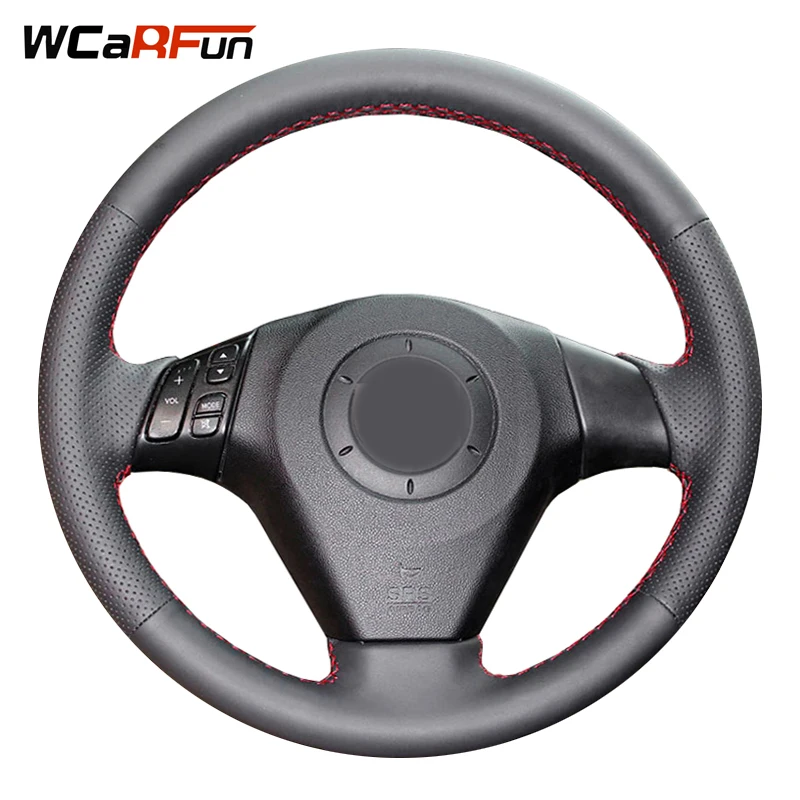 WCaRFun Customized Name Hand Stitched Black Artificial Leather Steering