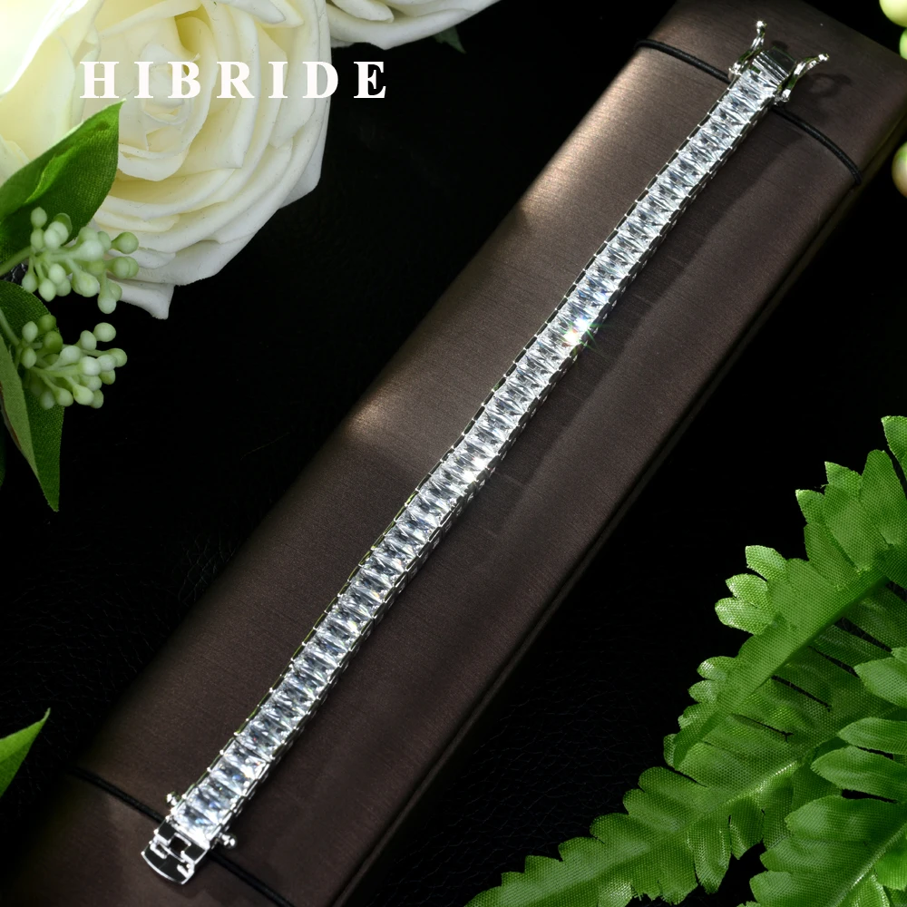 Женский браслет с кубическим цирконием HIBRIDE элегантный в квадратной форме AAA для
