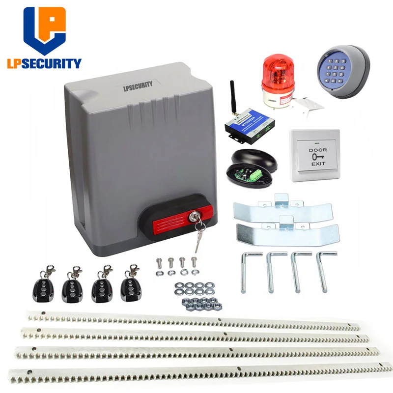 LPSECURITY AC motor 800kg automatic electric sliding gate opener motor slide engine with 4m or 5m steel racks