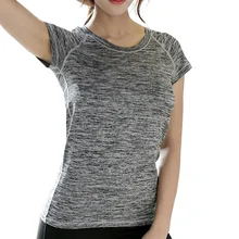 Новая сжатая рубашка женская спортивная футболка дышащая эластичная быстросохнущая футболка с коротким рукавом для занятий йогой и фитнесом