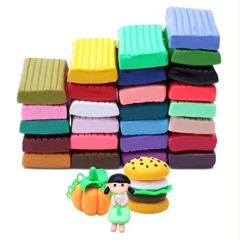 24 Colors DIY Polymer Foam Modelling Clay Set with Embossing Pens Soft
