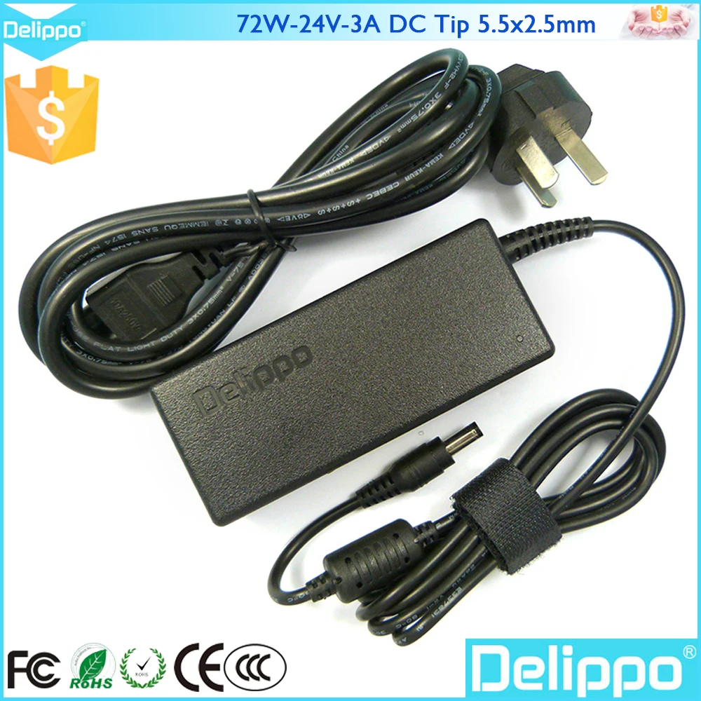 Delippo 24 فولت 3a امدادات الطاقة لل tsc TTP-244PLUS 243E 342E الباركود طابعة ac محول الطاقة شاحن الحبل