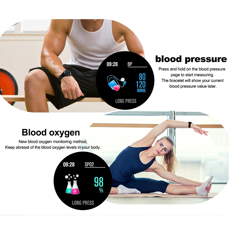 Smart watch CF58 waterproof WatchTempered glass Activity Fitness tracker Heart rate monitor Sports Men women smartwatch